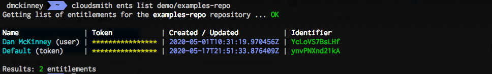 ents list command