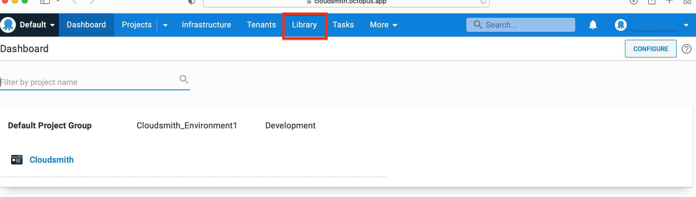 The Library tab in Octopus Deploy