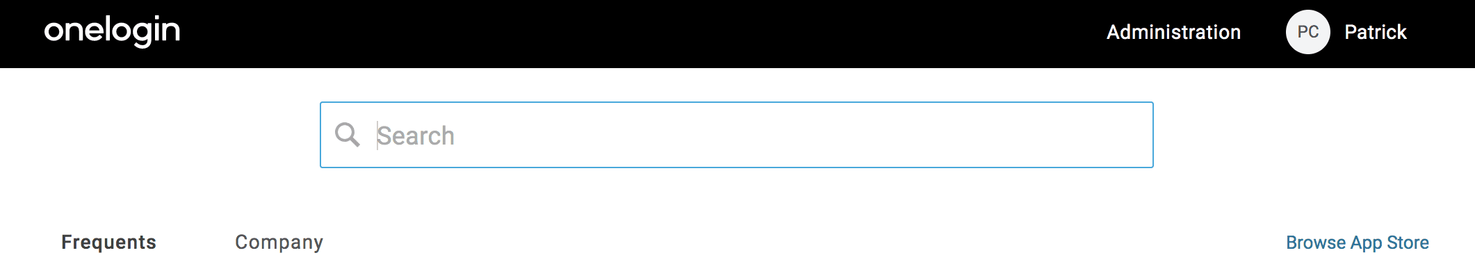 The Administration link in the OneLogin top navigation bar