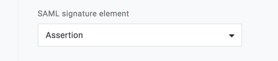 The SAML signature element set to Assertion in OneLogin
