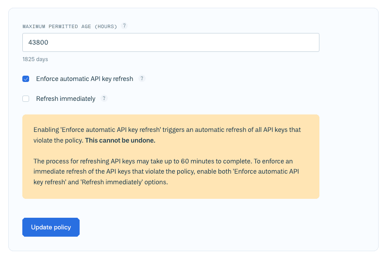 API key rules view in the Cloudsmith web app