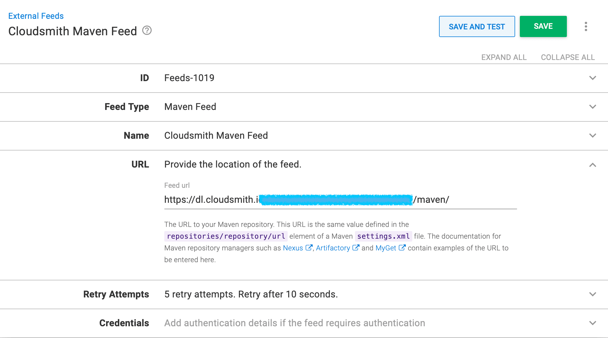 An Octopus Maven feed configured against a Cloudsmith repository