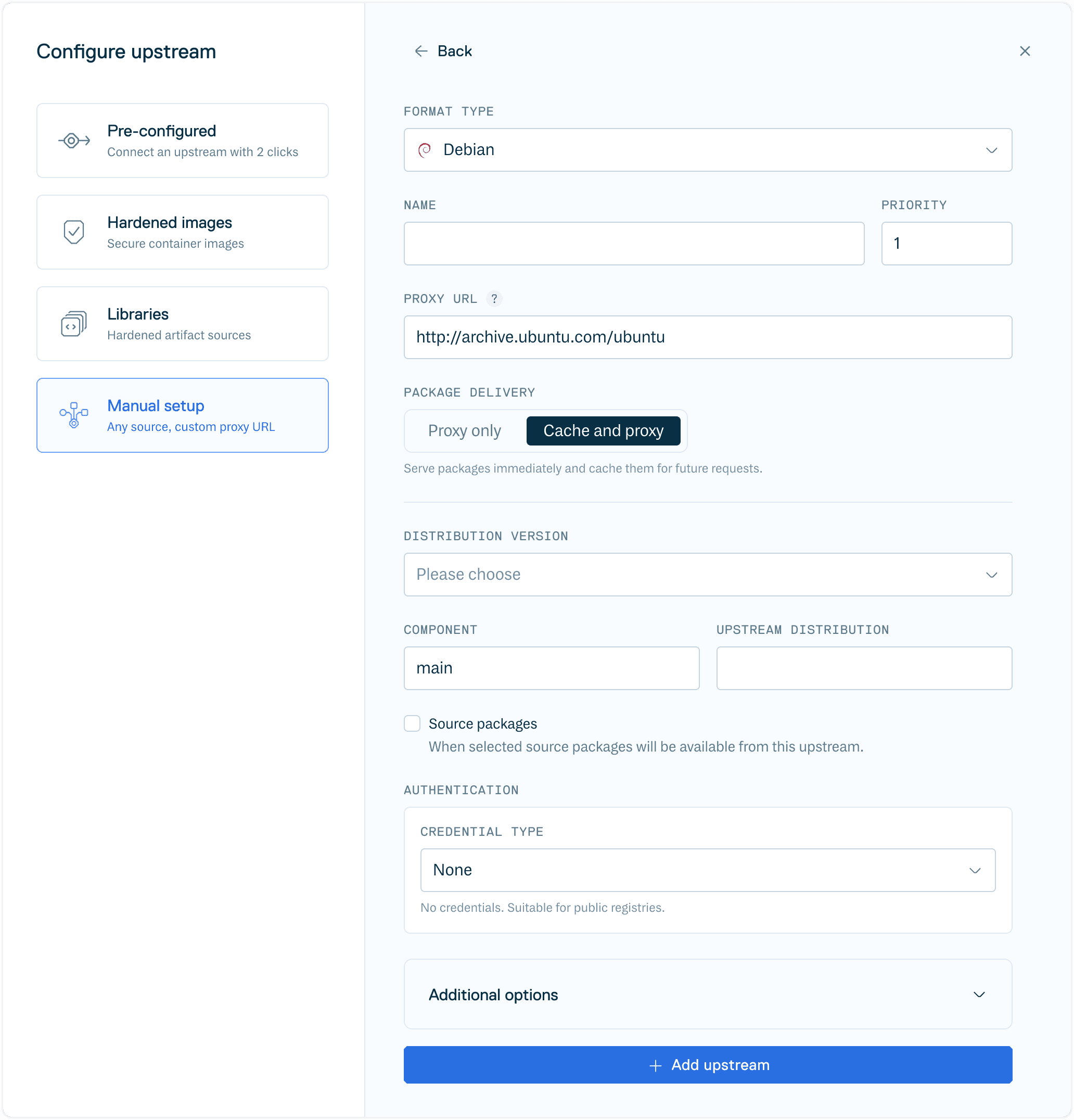 Create Debian Upstream Form