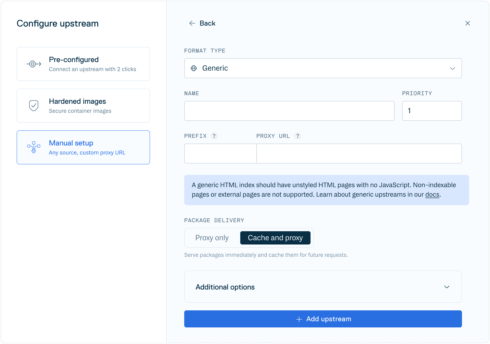 Create Generic Upstream Form
