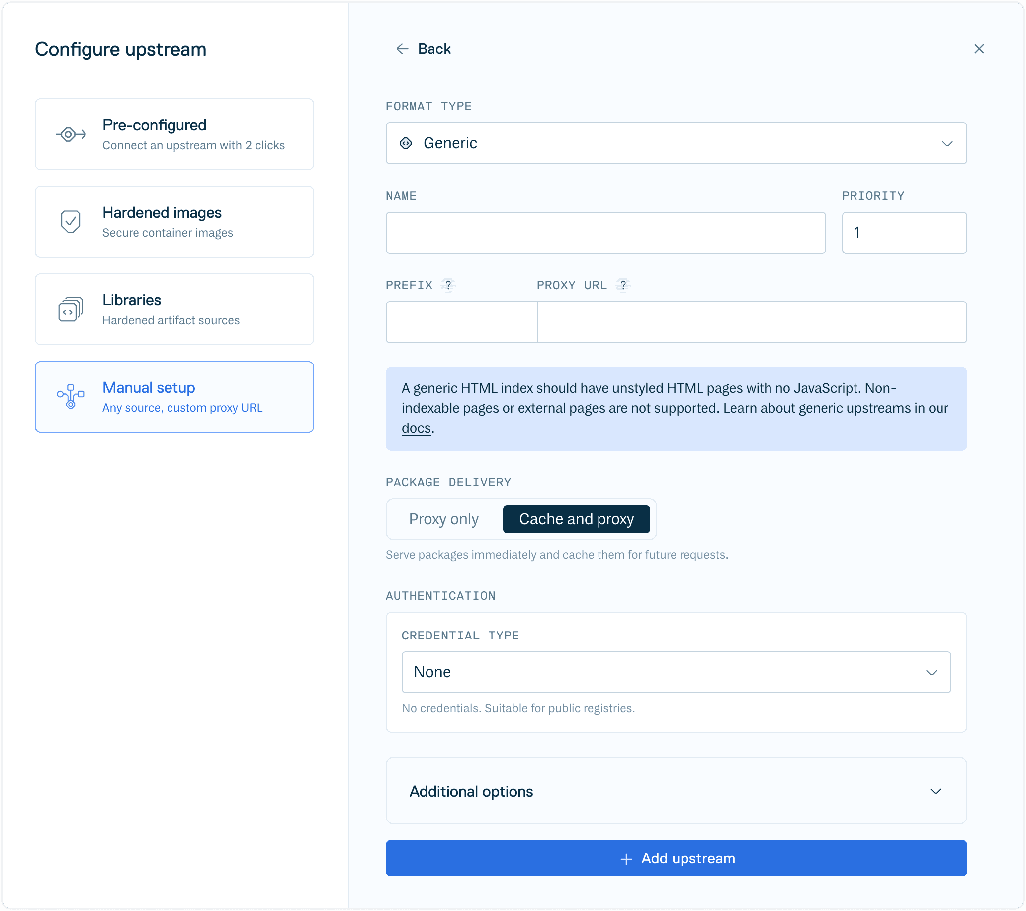 Create Generic Upstream Form