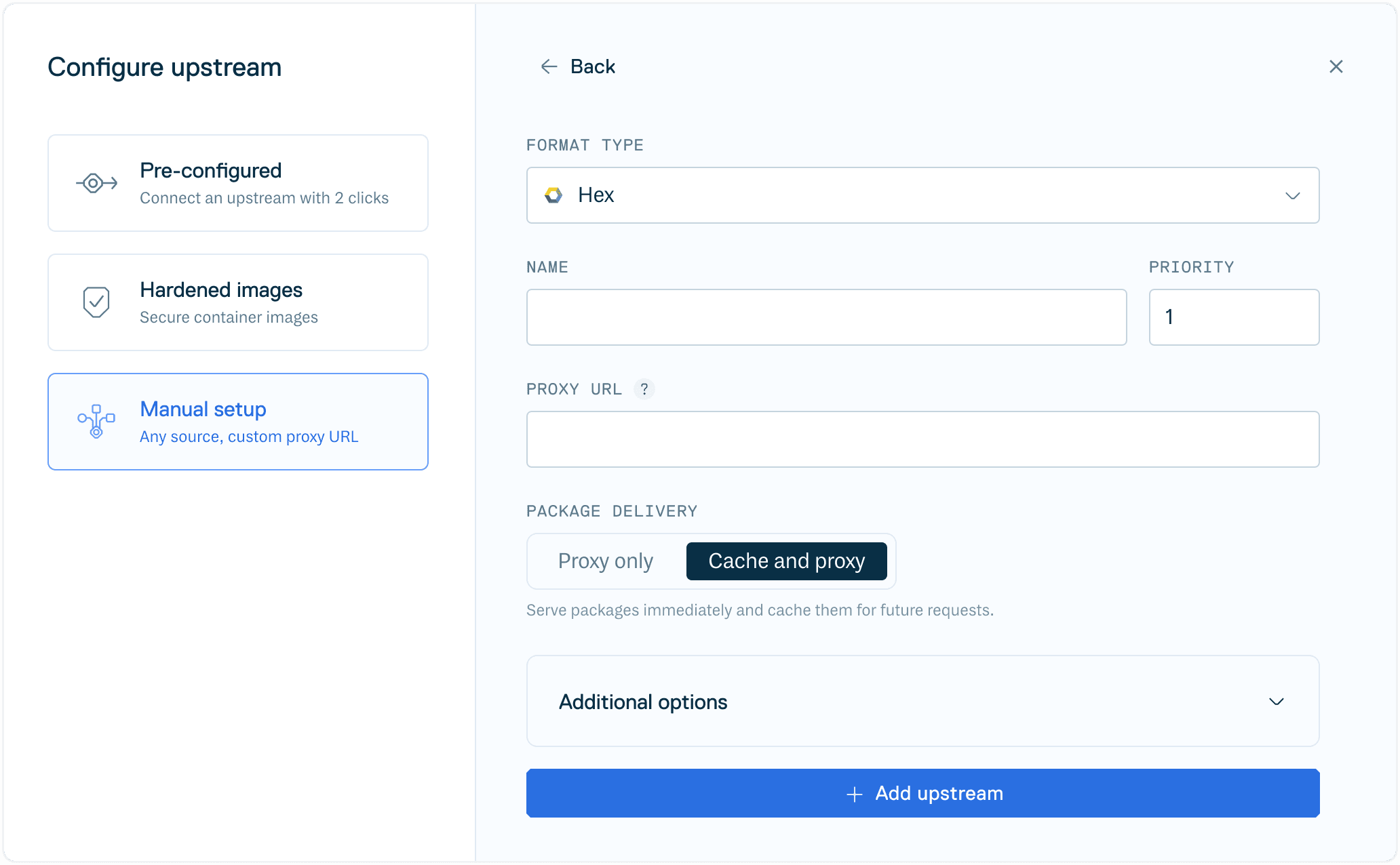 Create Hex Upstream Form