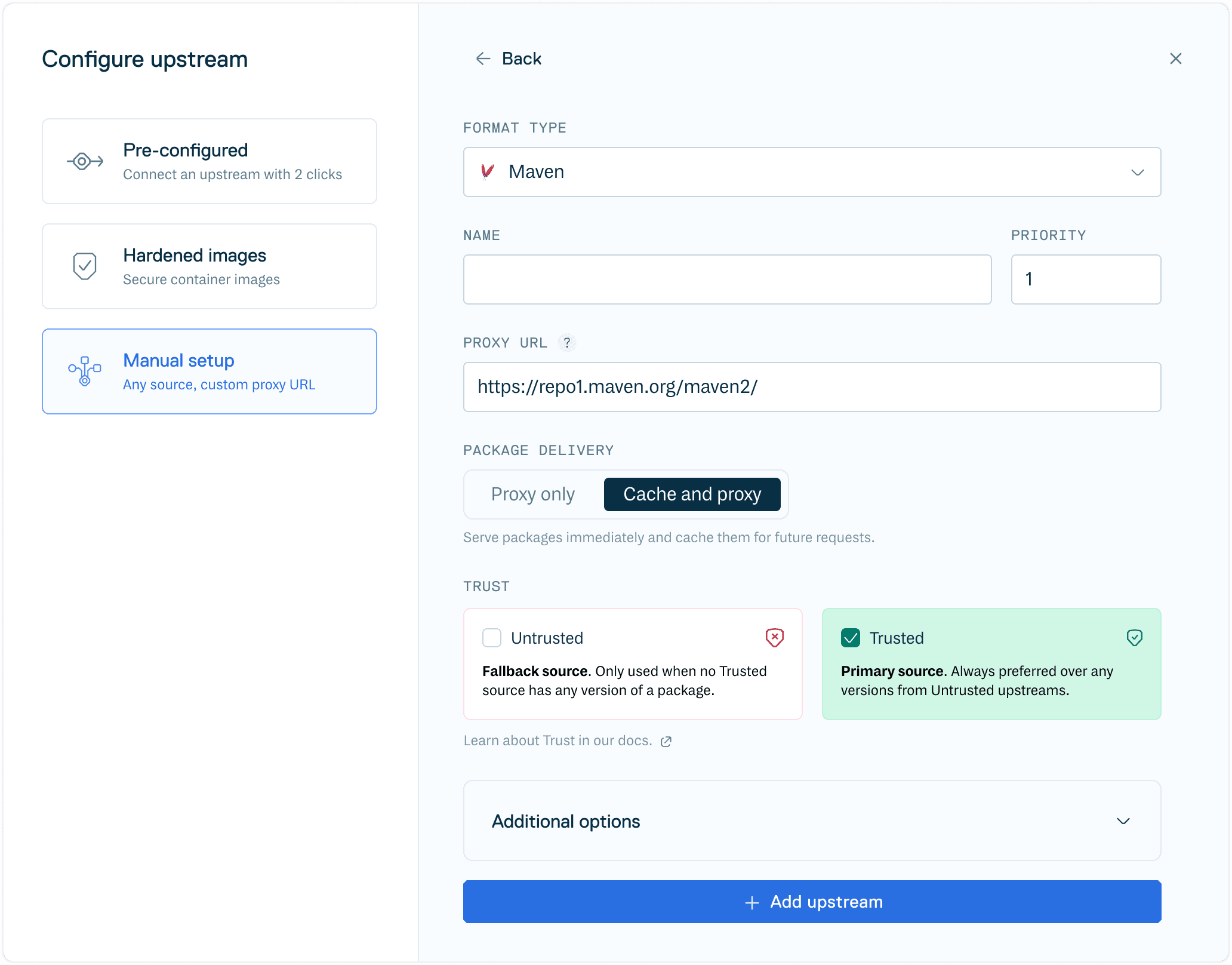 Create Maven Upstream Form