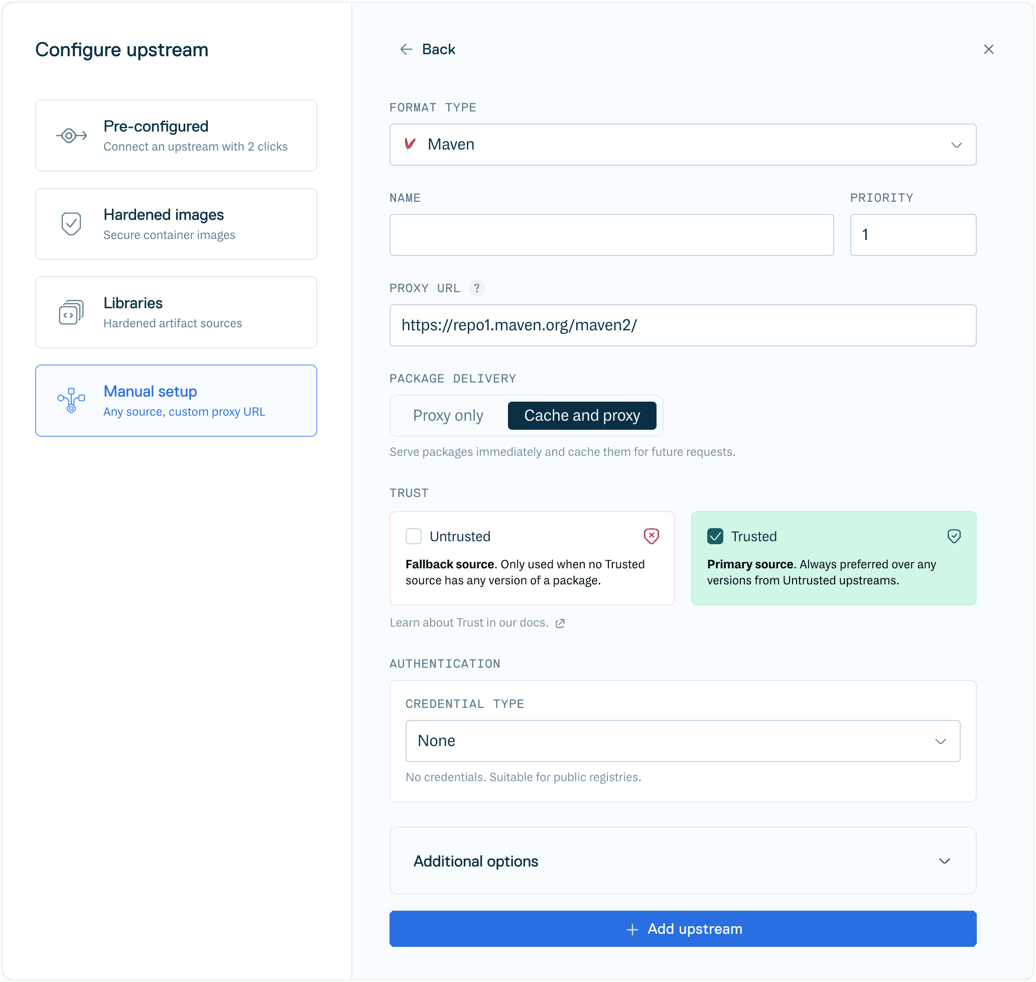 Create Maven Upstream Form