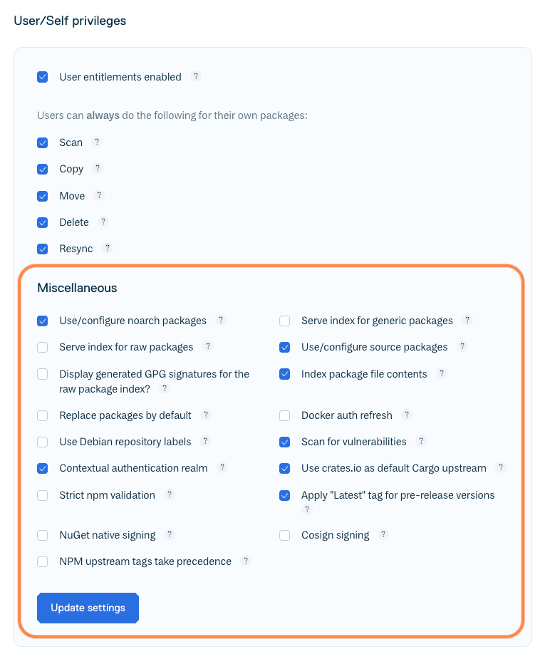 Miscellaneous Repository Settings