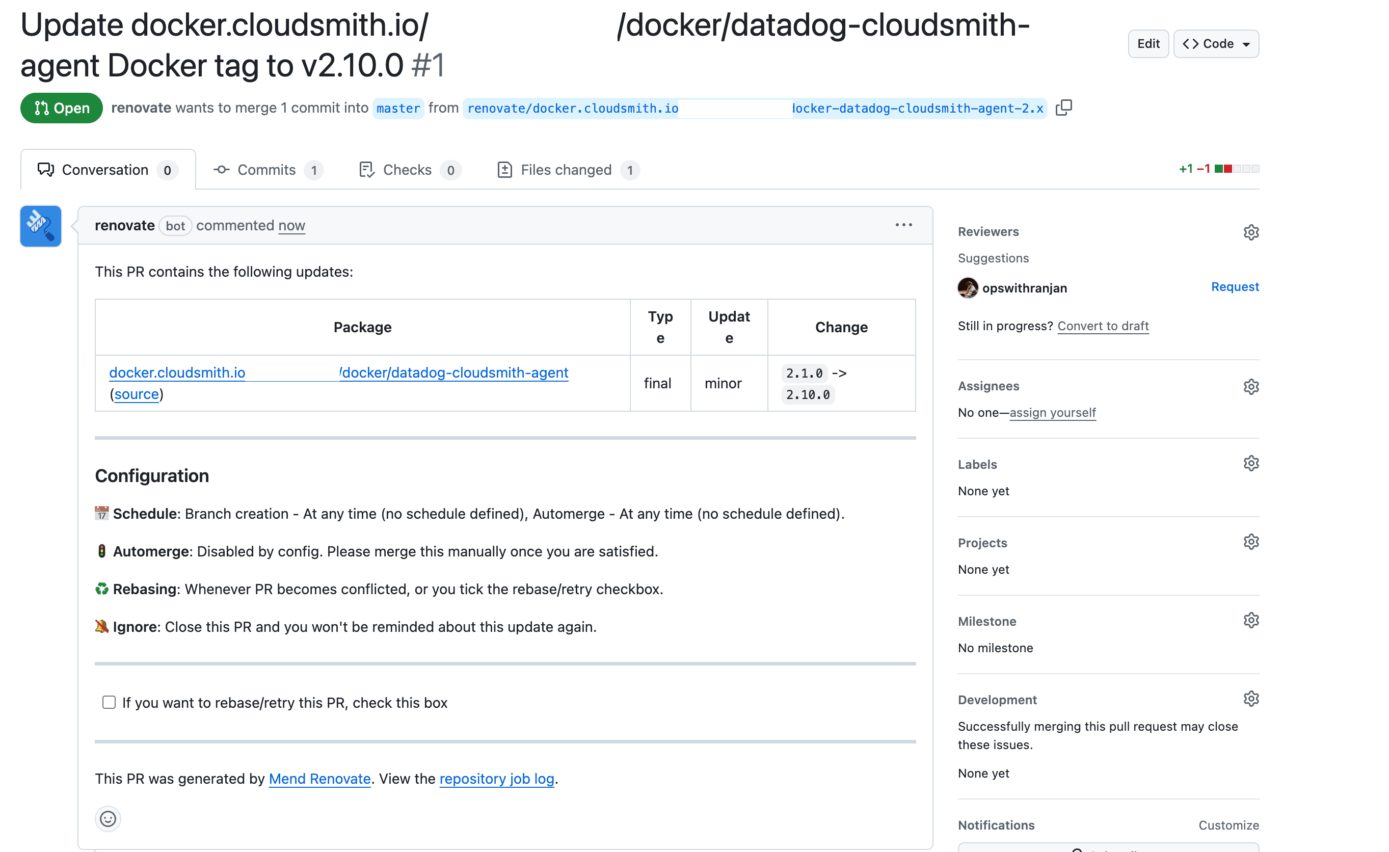 A pull request opened automatically by Renovate for the latest available version