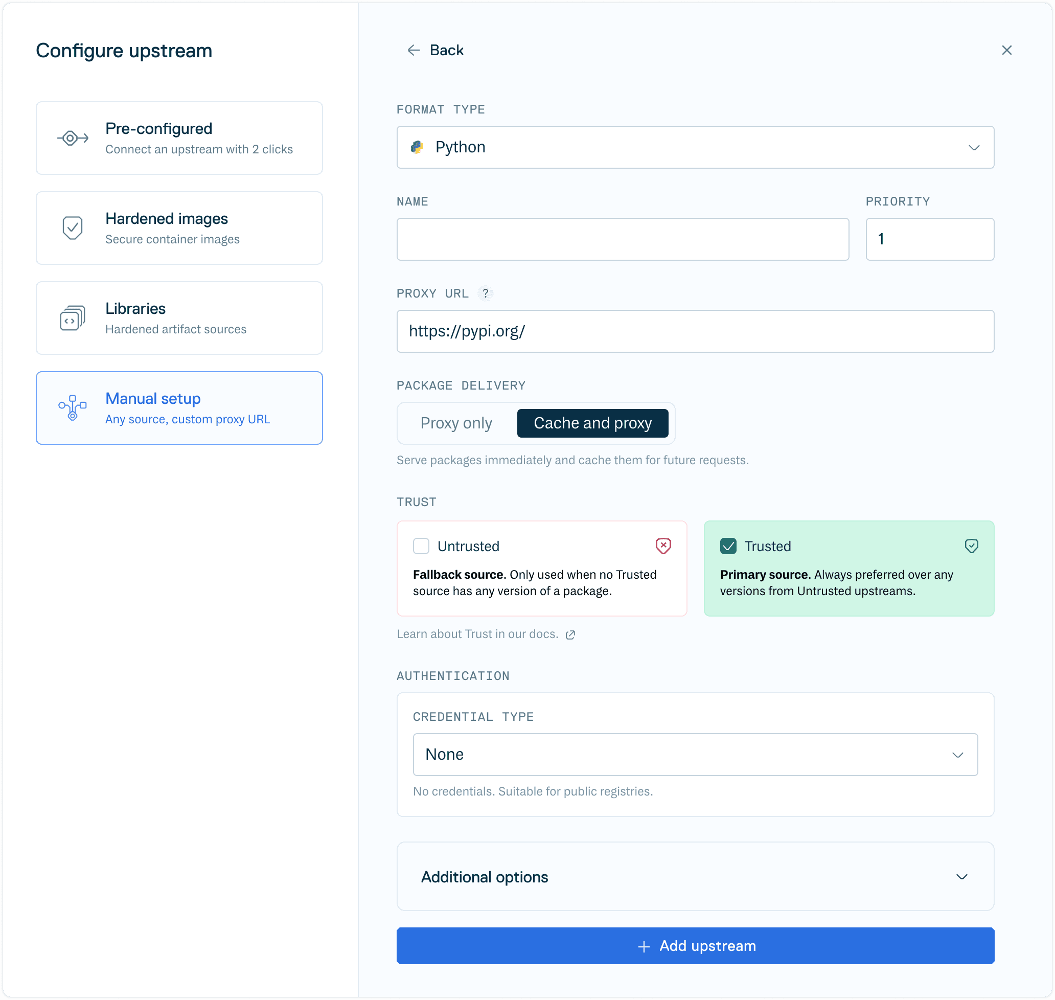 Create Python Upstream Form