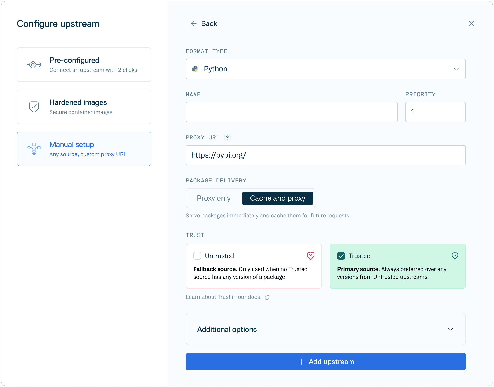 Create Python Upstream Form
