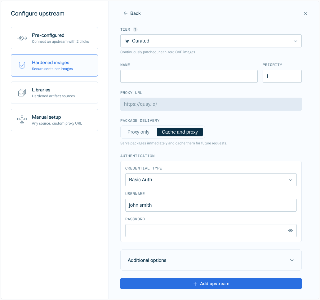Create RapidFort Upstream Form