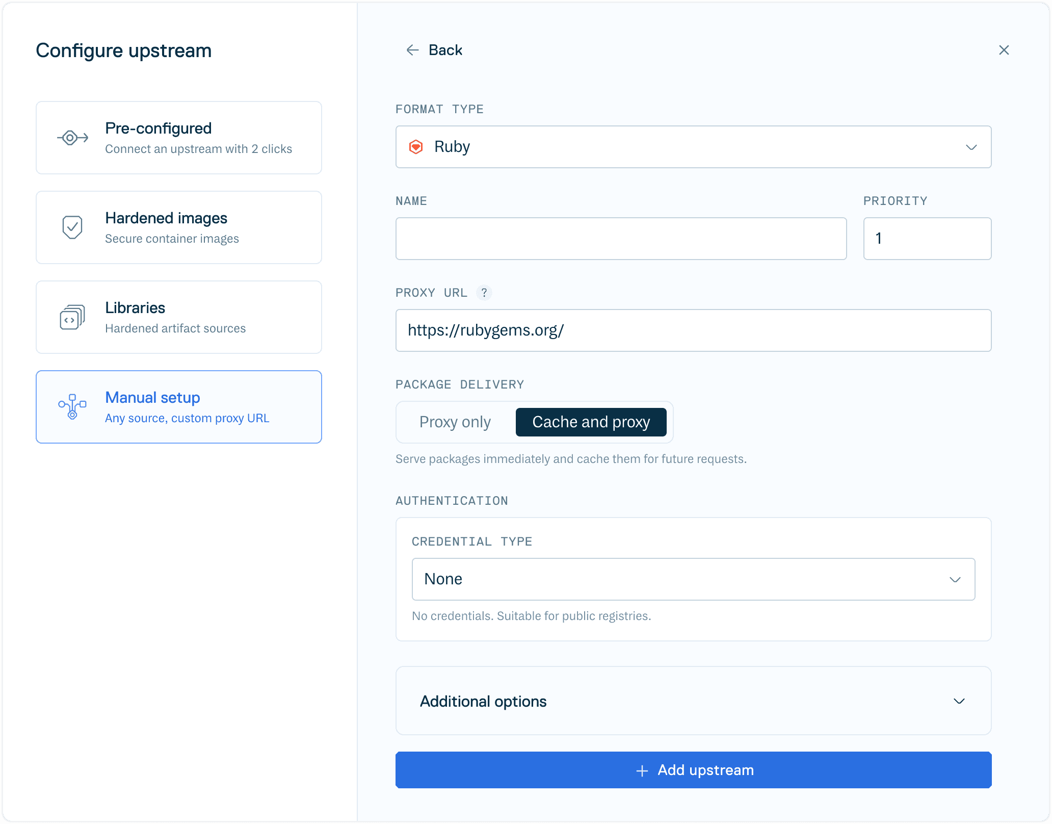 Create Ruby Upstream Form