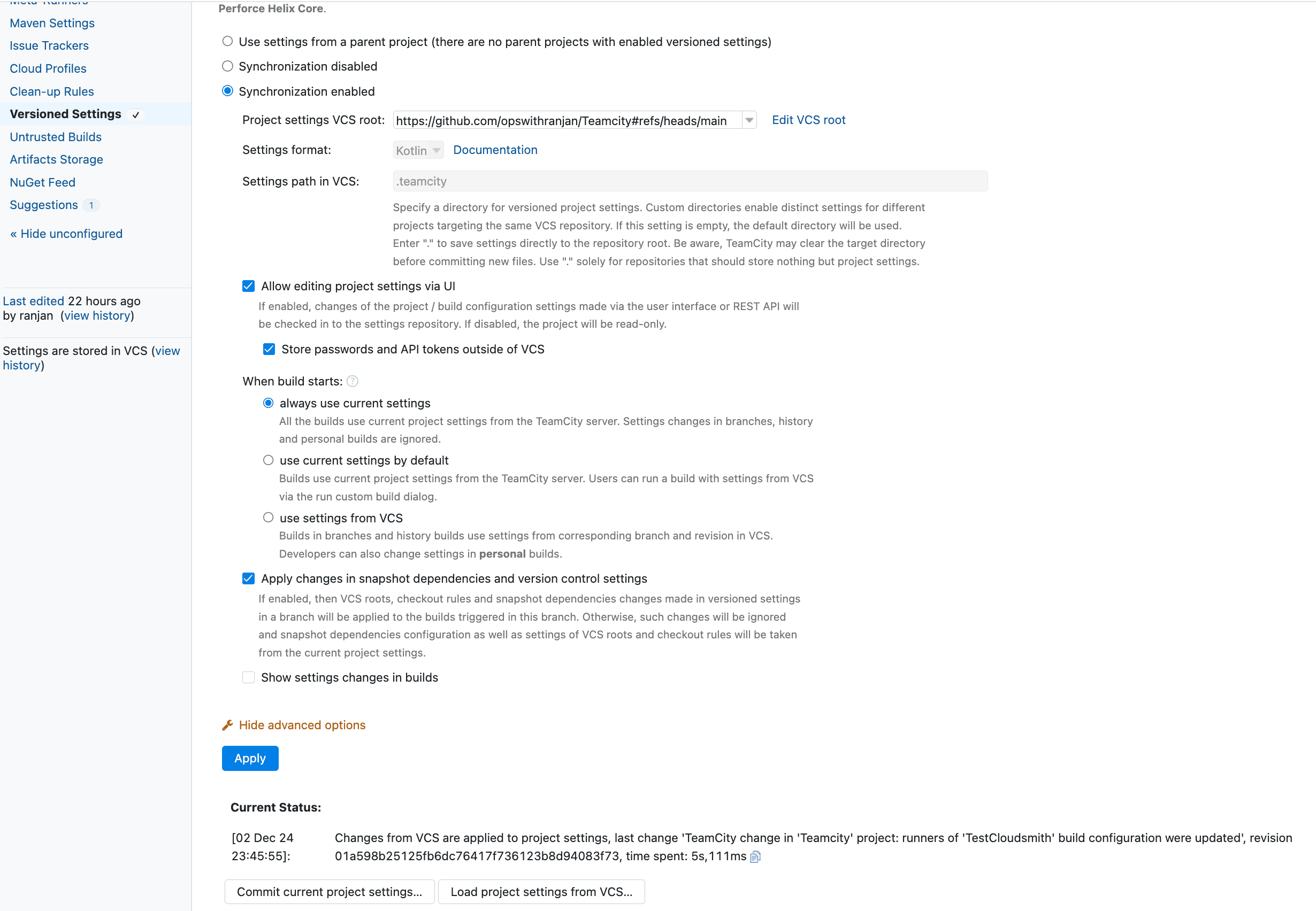 Build config