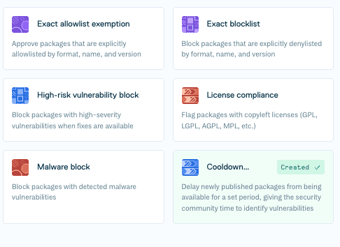 Policy as code templates in the Cloudsmith web app