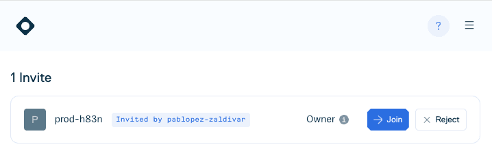 The workspaces page showing joined workspaces and pending invitations