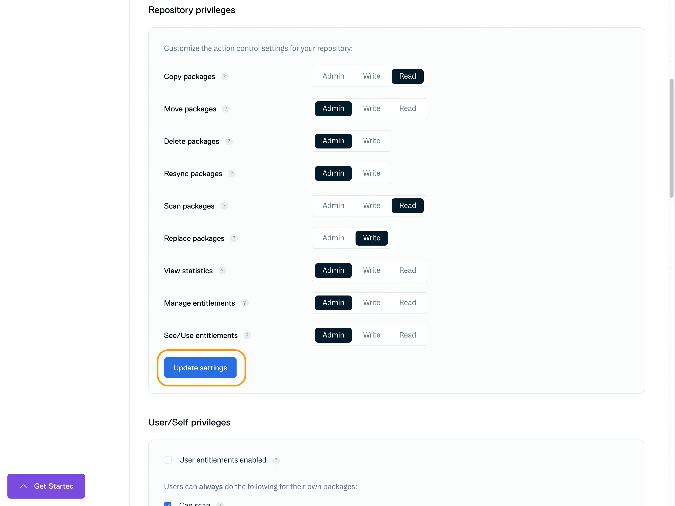 Repository Privileges