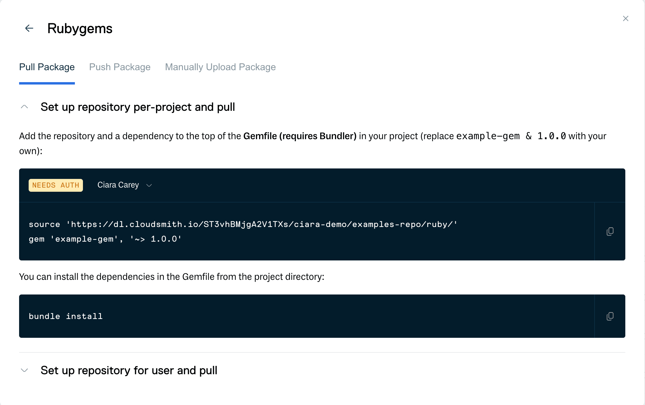 Setup guide for Ruby packages