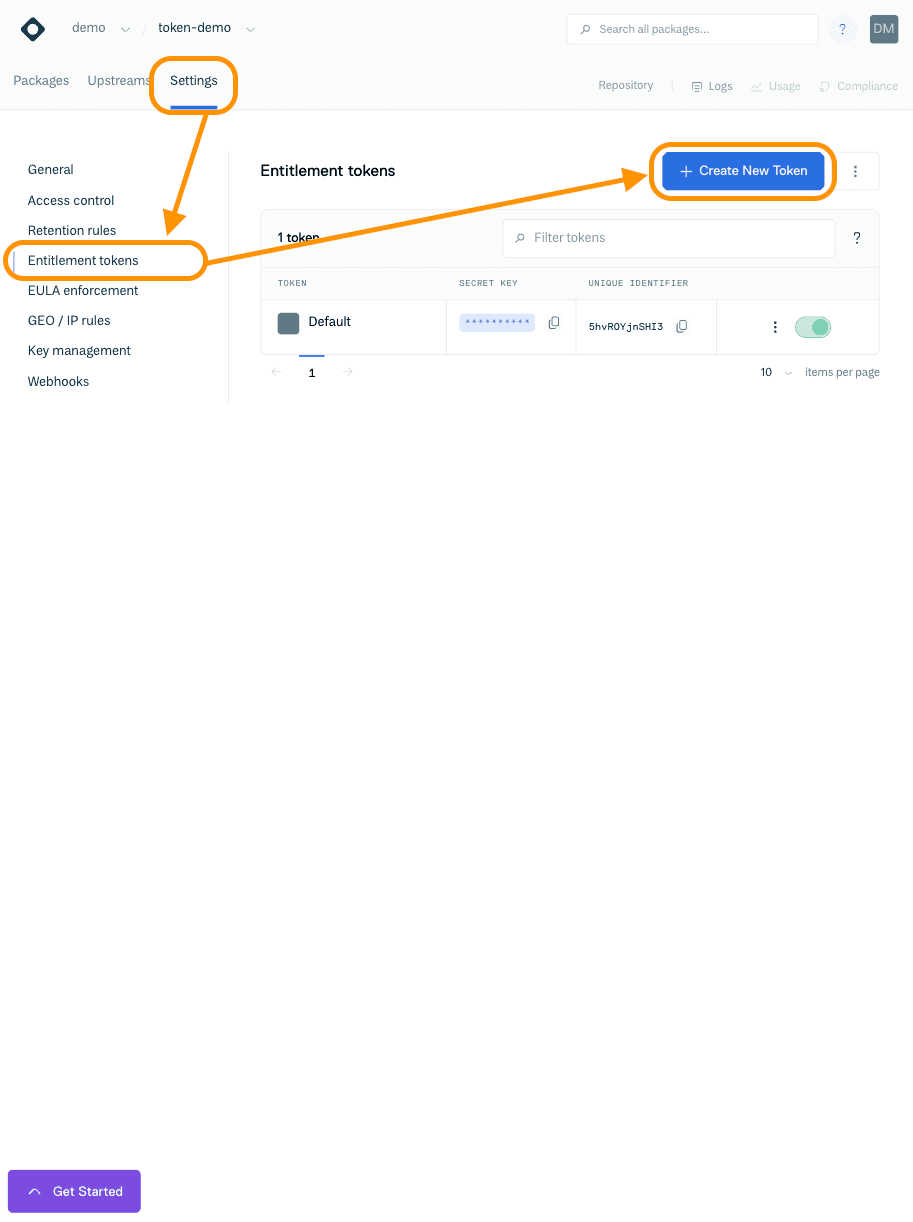 Create Token Button