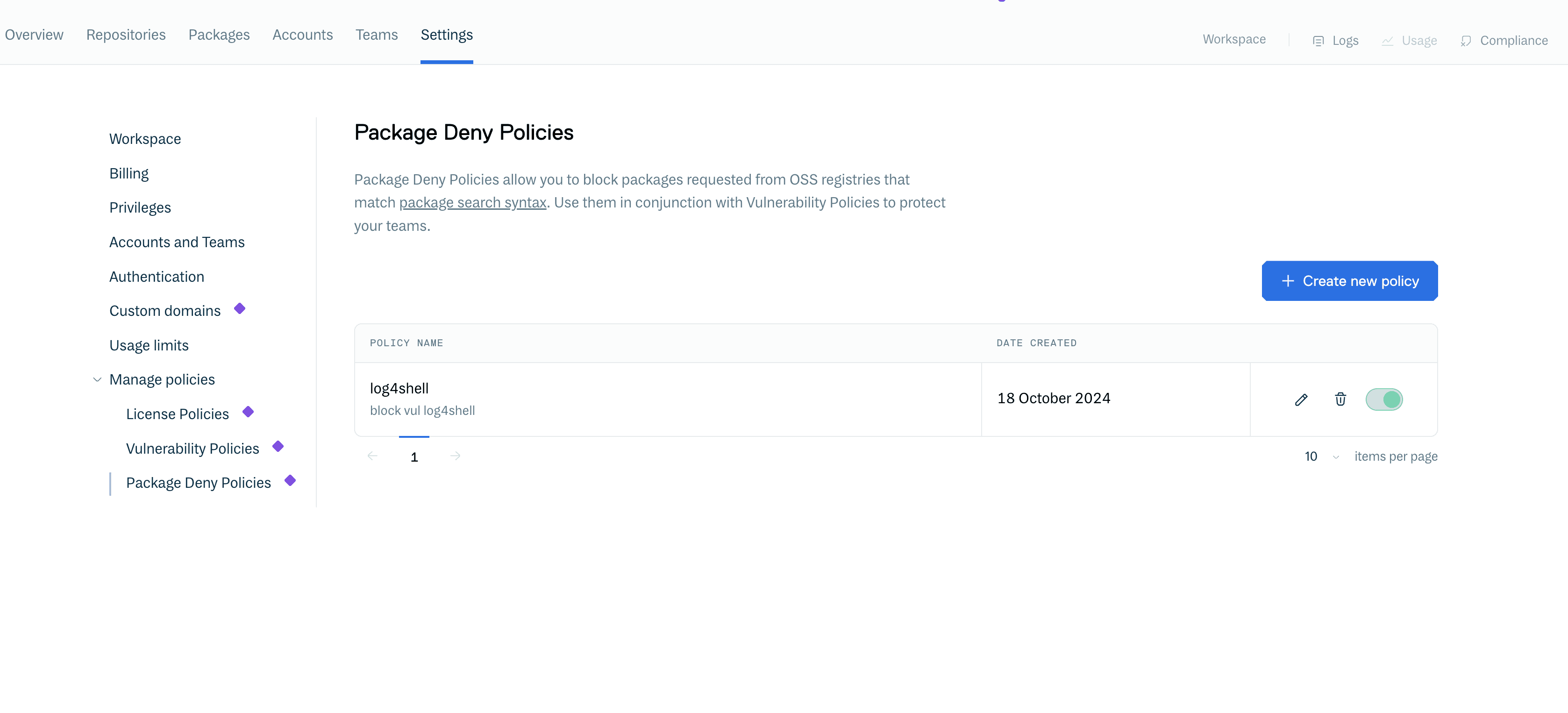 Package Deny Policies