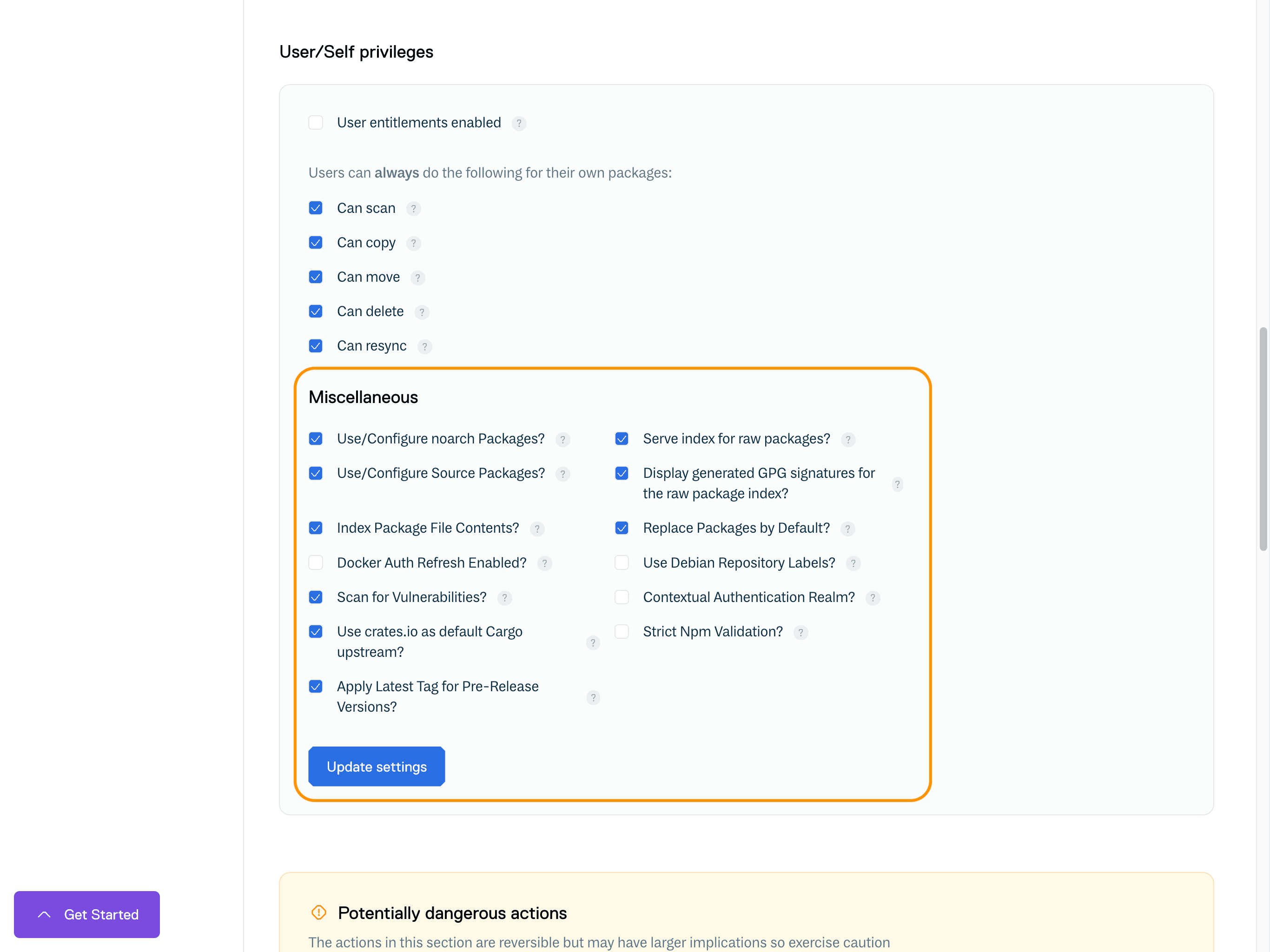Miscellaneous Repository Settings