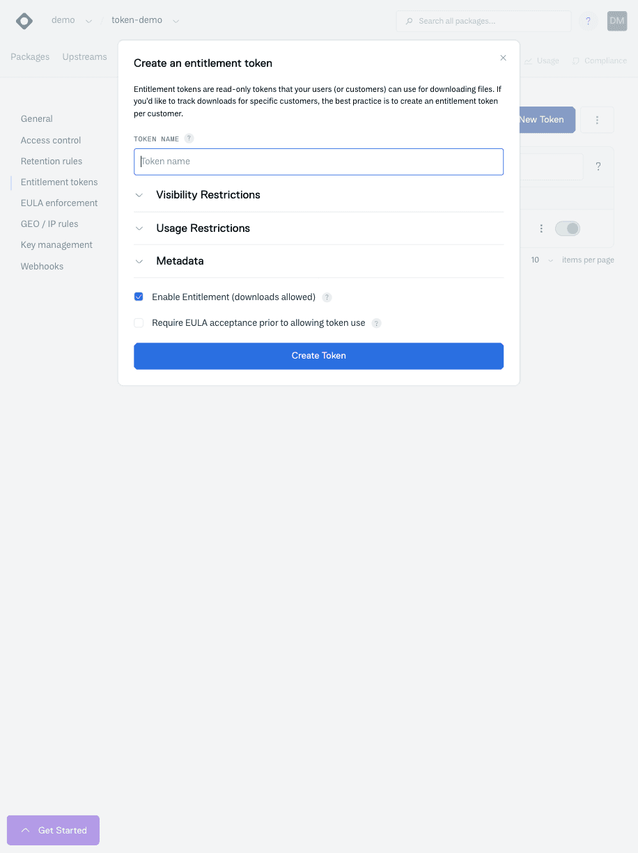 Create Token Form