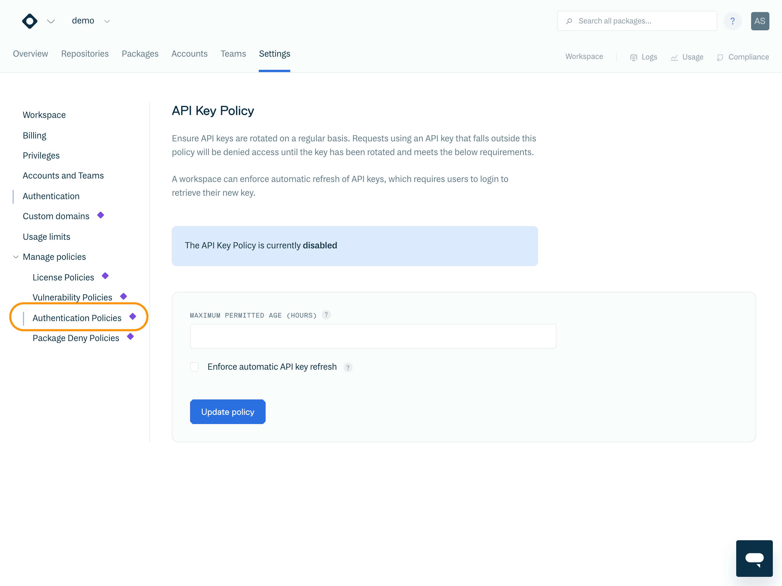 API Key Policy