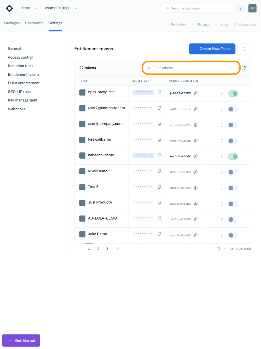 Entitlement Token Search