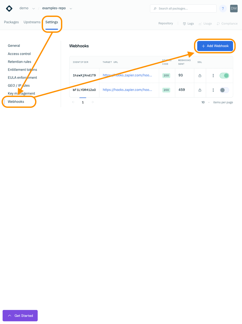 Create Webhook Button