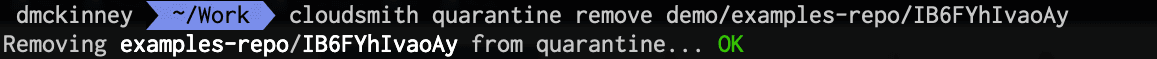 CLI remove from quarantine