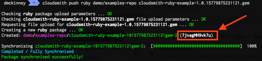 Unique ID as part of cloudsmith push command output