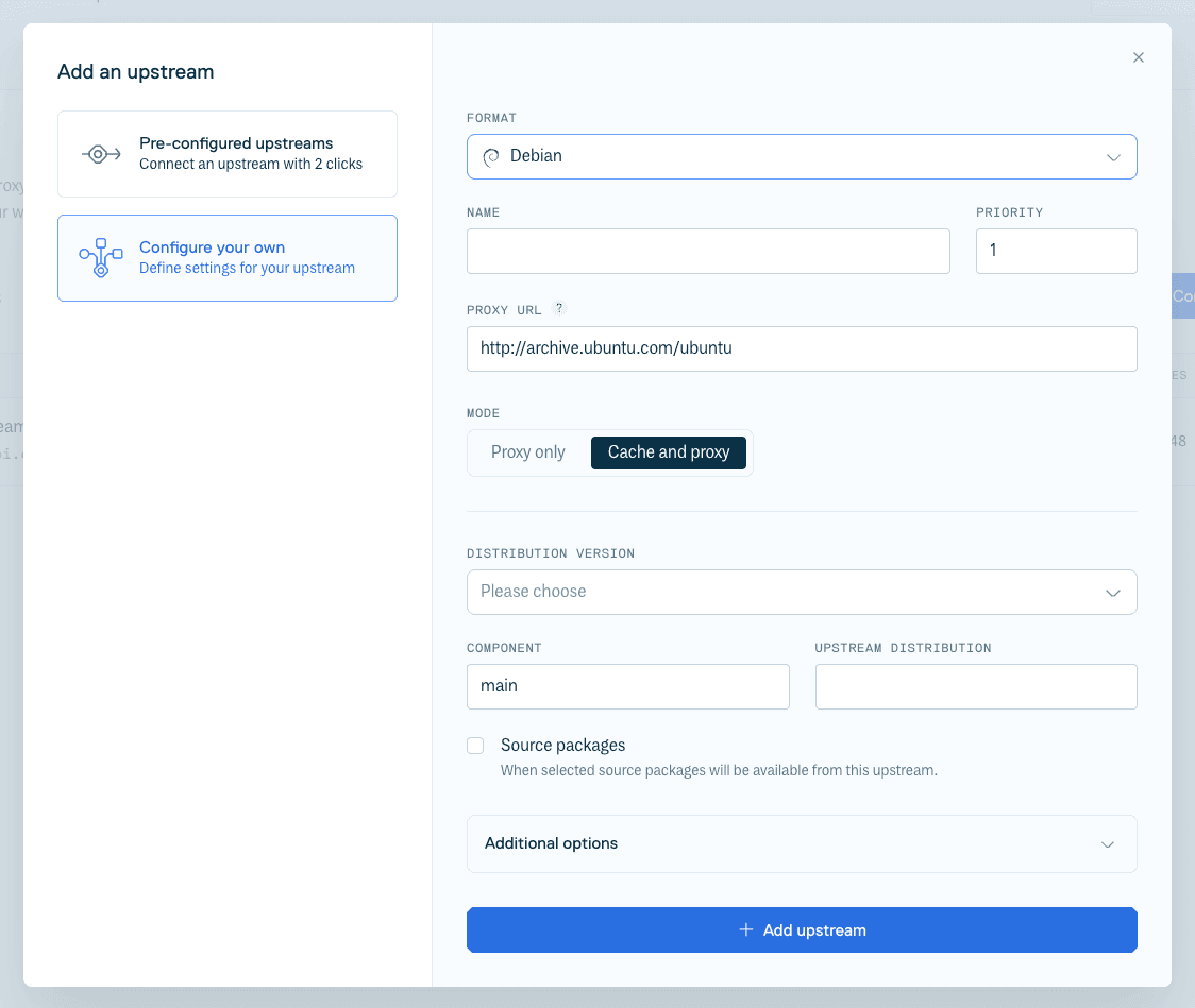 Create Debian Upstream Form