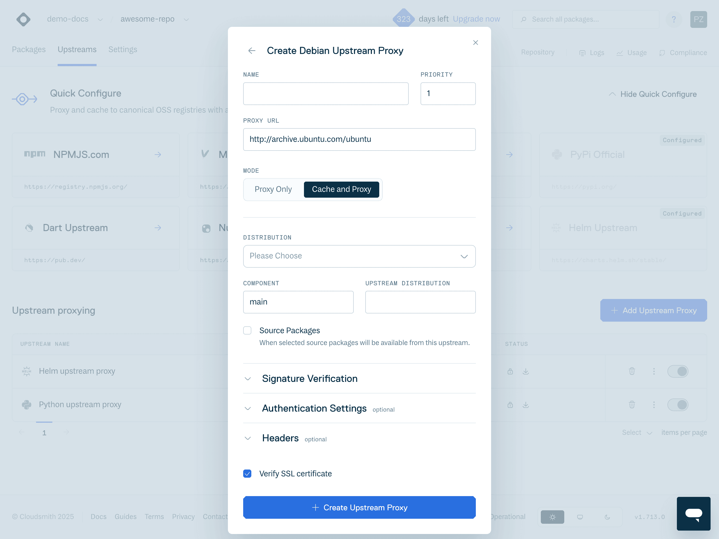 Create Debian Upstream Form