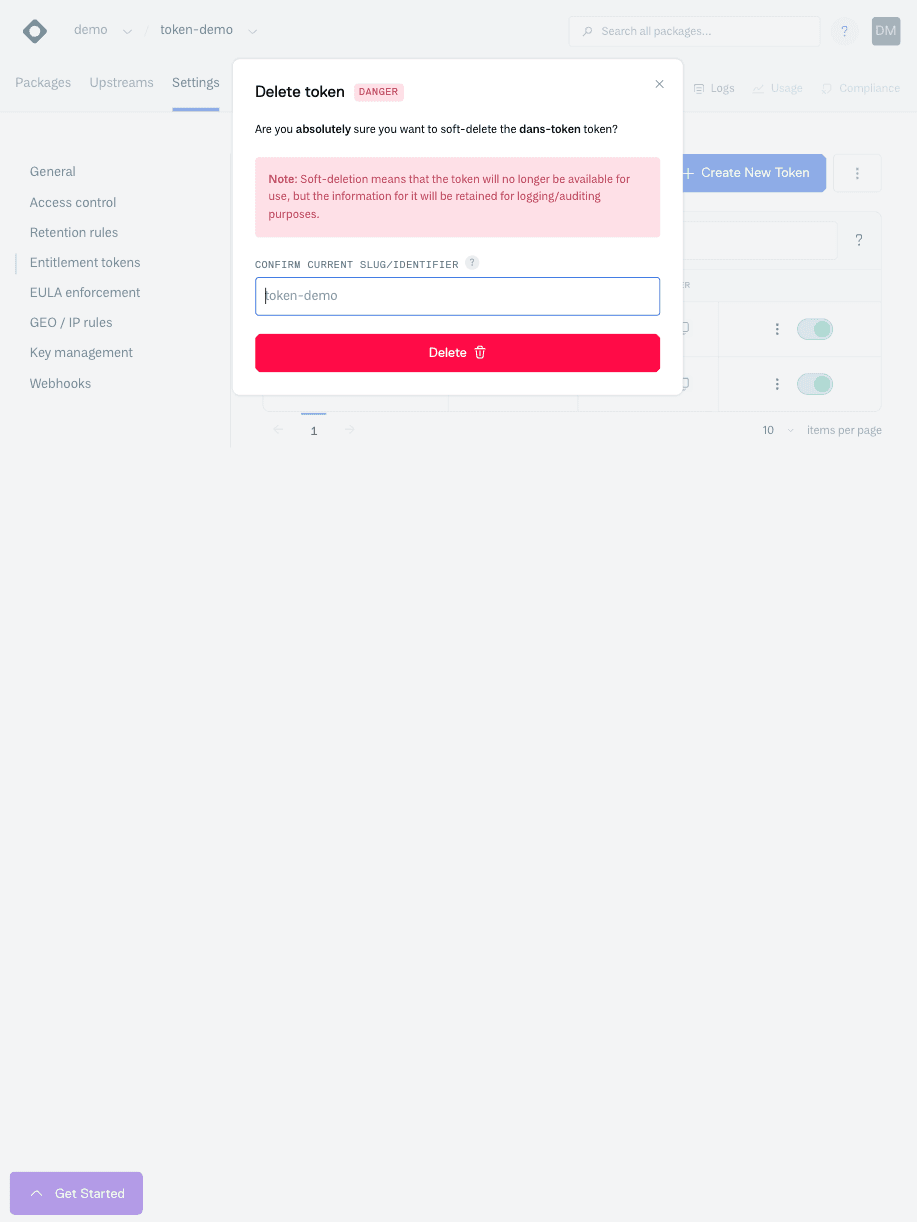 Delete Token Confirmation Form
