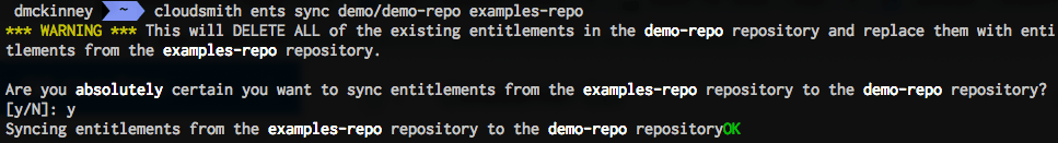 Cloudsmith Entitlements sync command