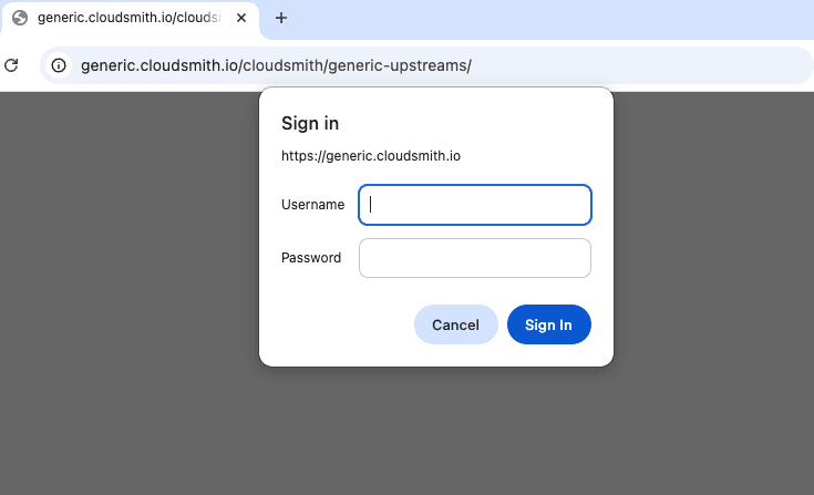 Generic Upstream Index - Prompt for Password