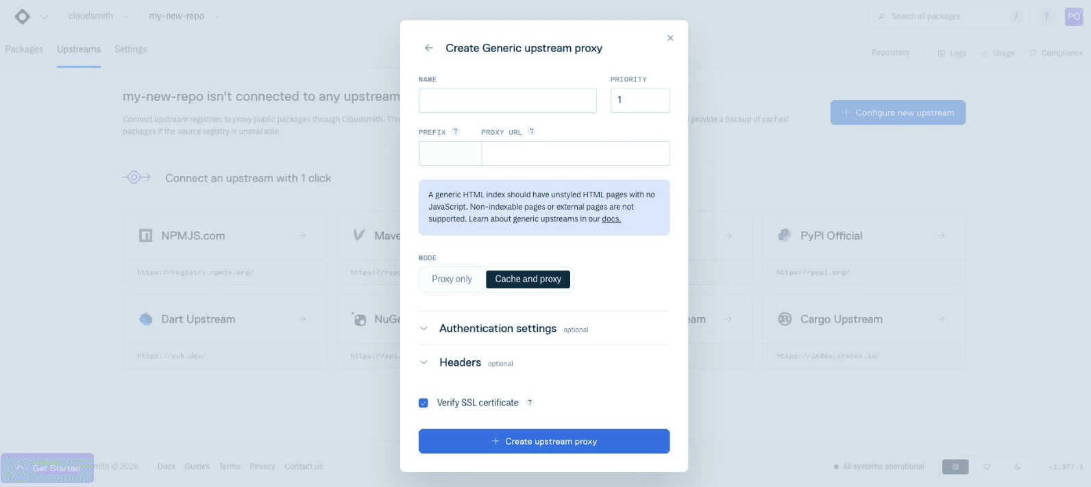 Create Generic Upstream Form