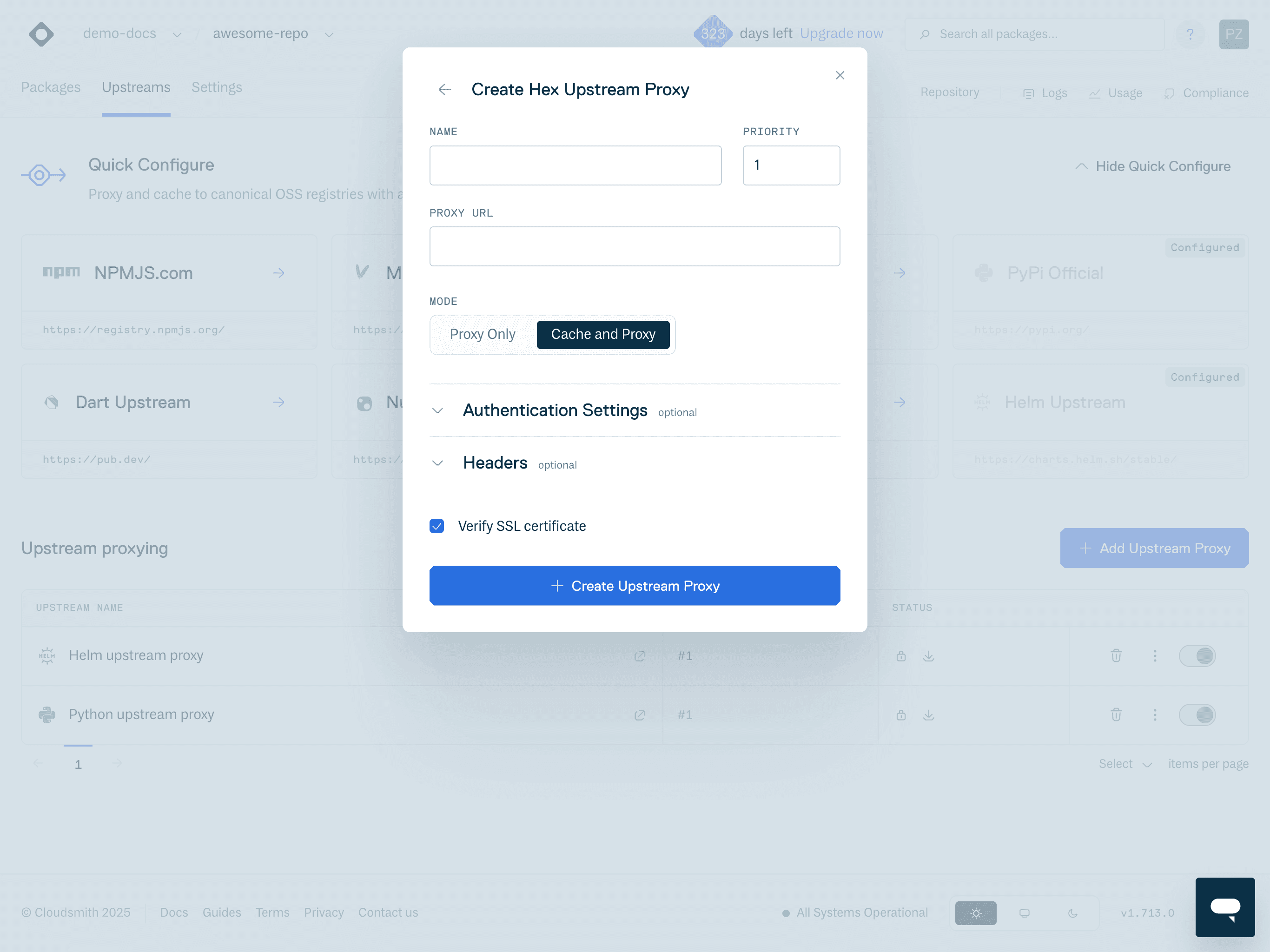 Create Hex Upstream Form
