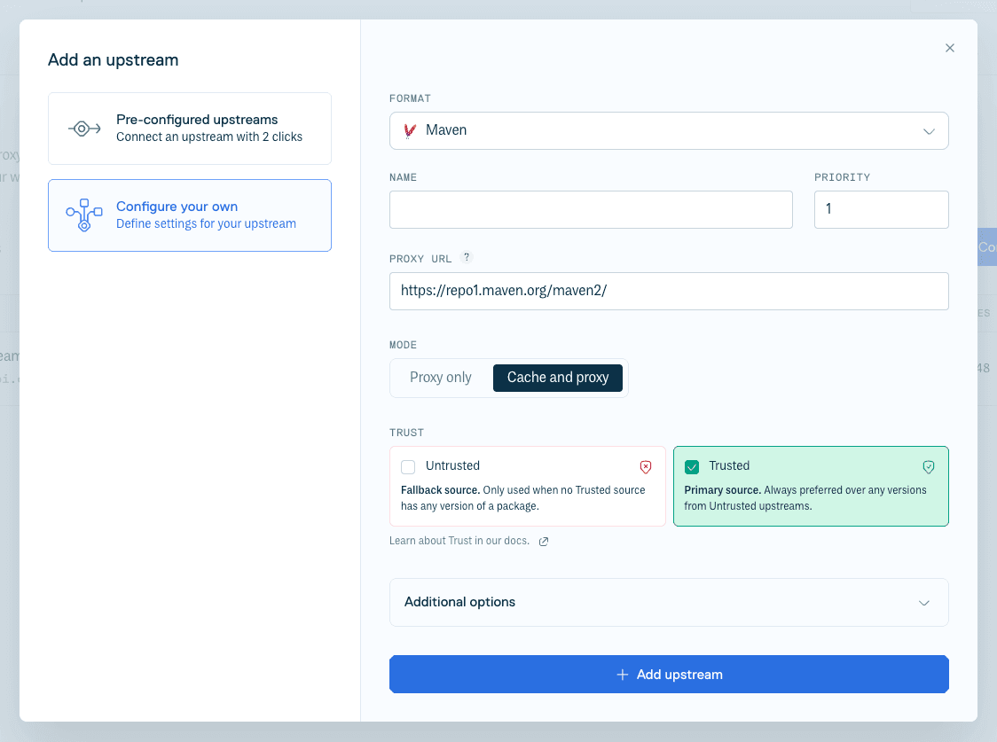 Create Maven Upstream Form