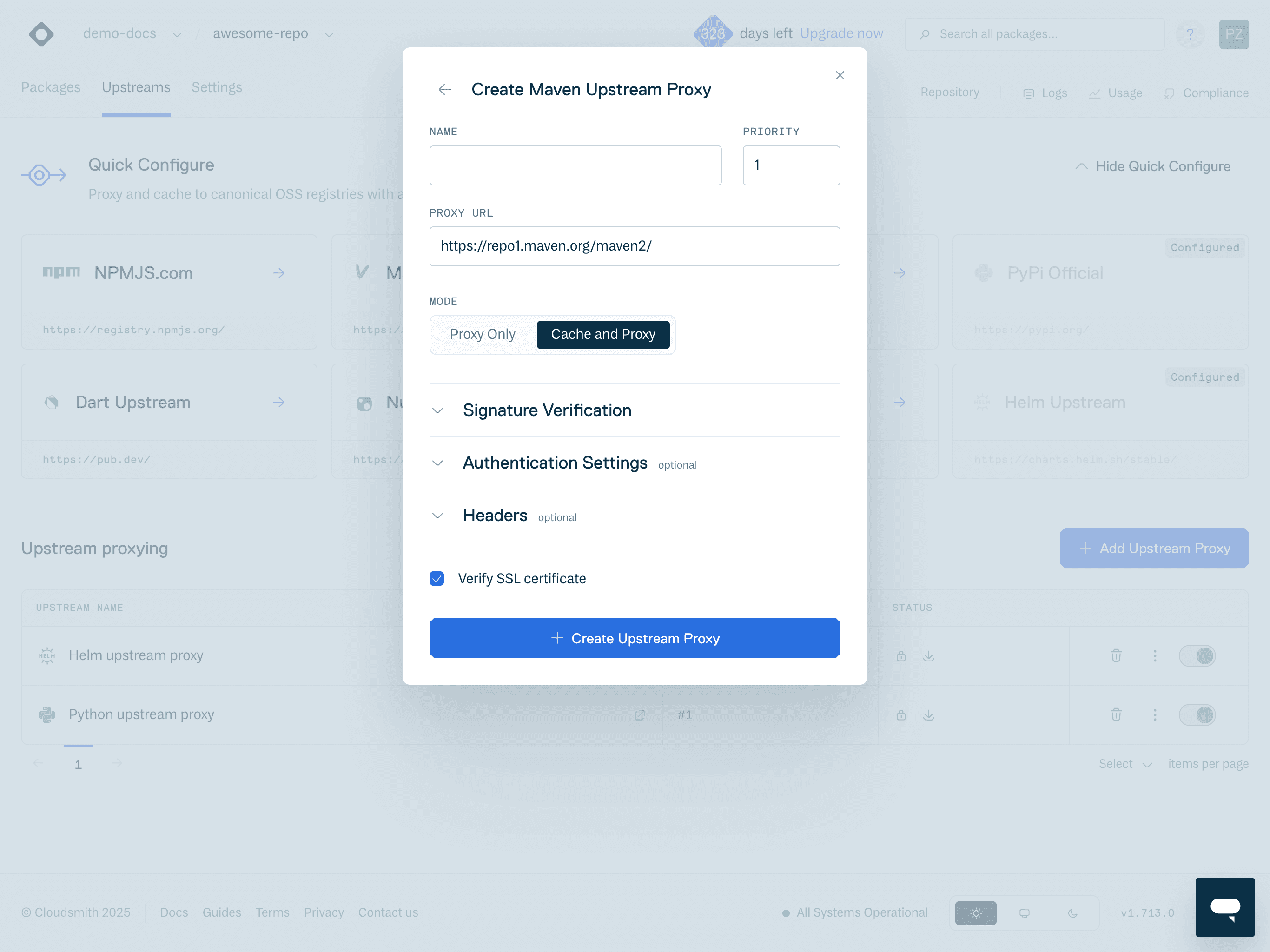 Create Maven Upstream Form
