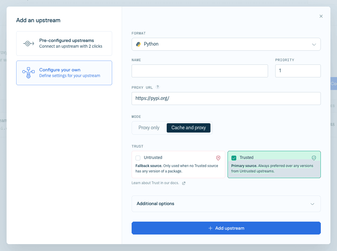 Create Python Upstream Form