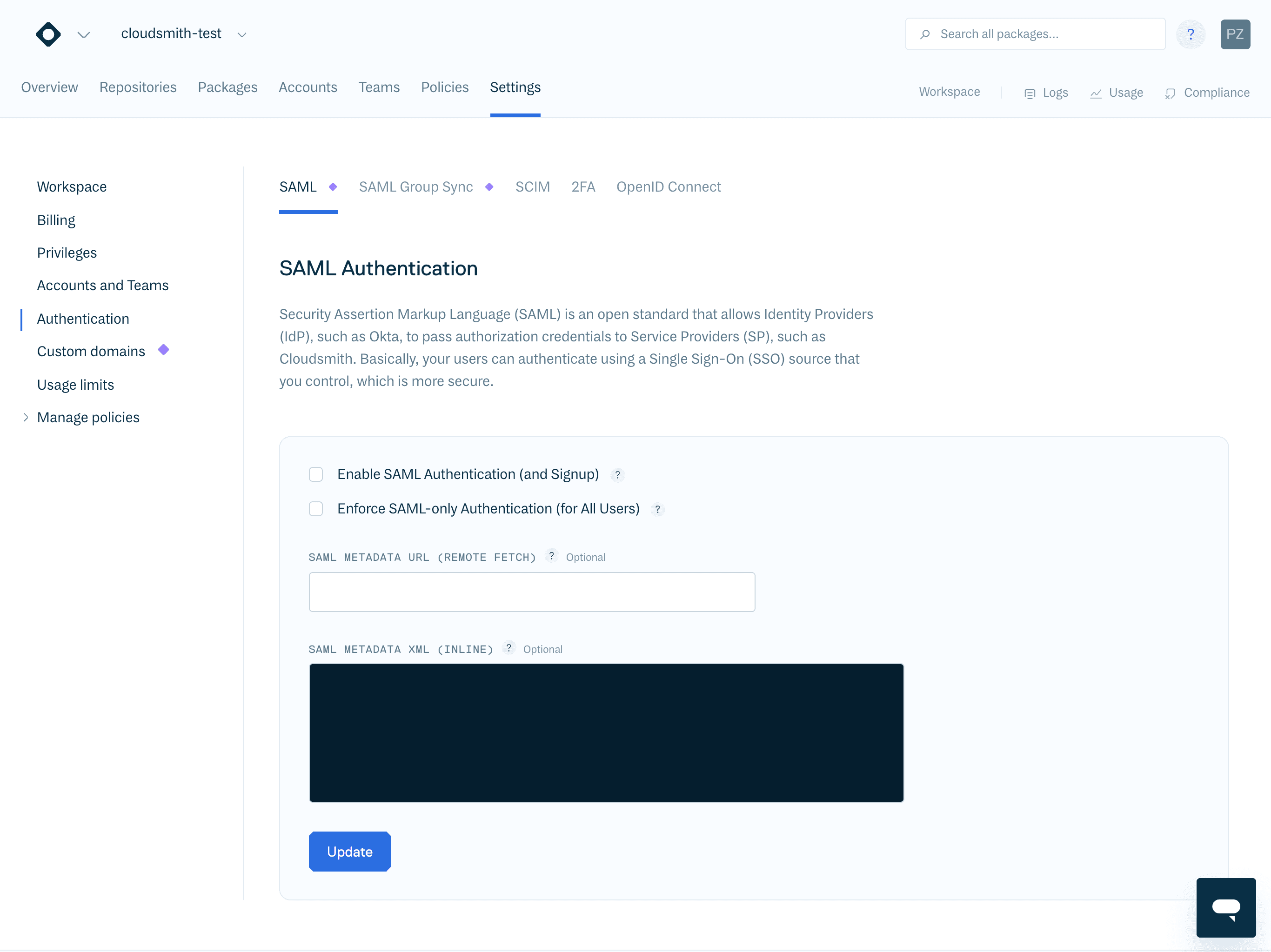 SAML Authentication Setup