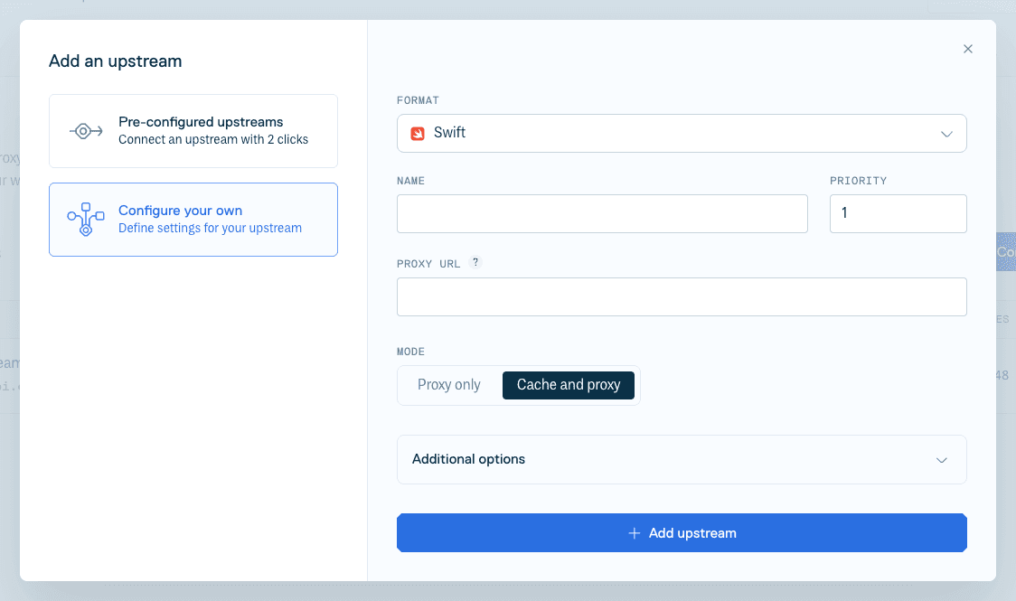 Create Swift Upstream Form