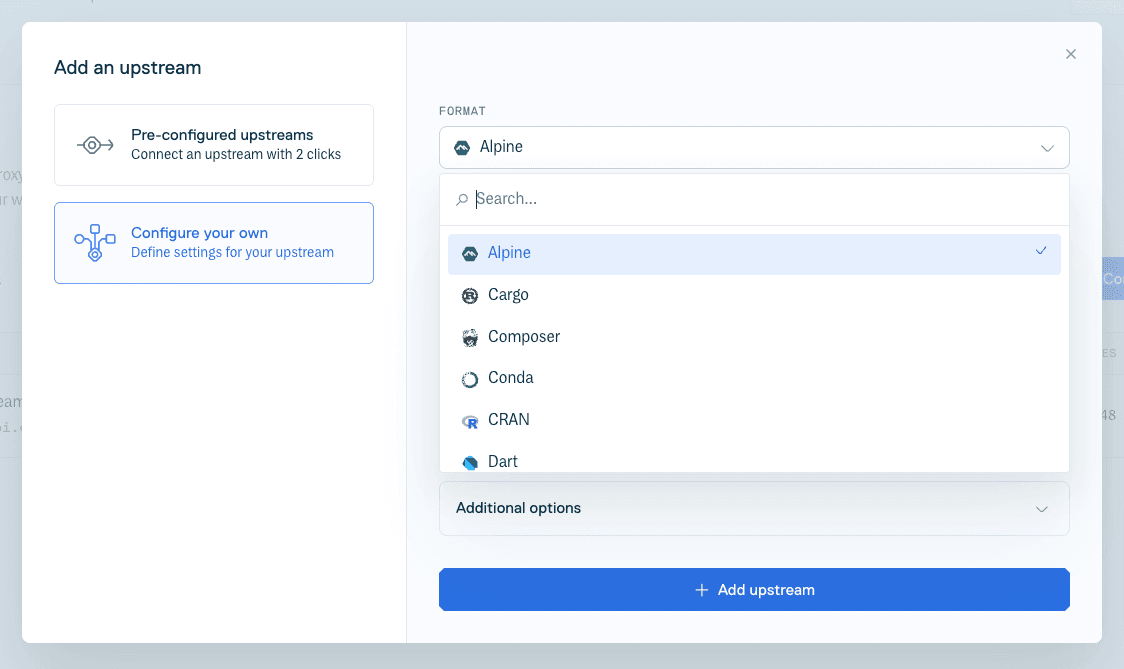 Create Upstream button