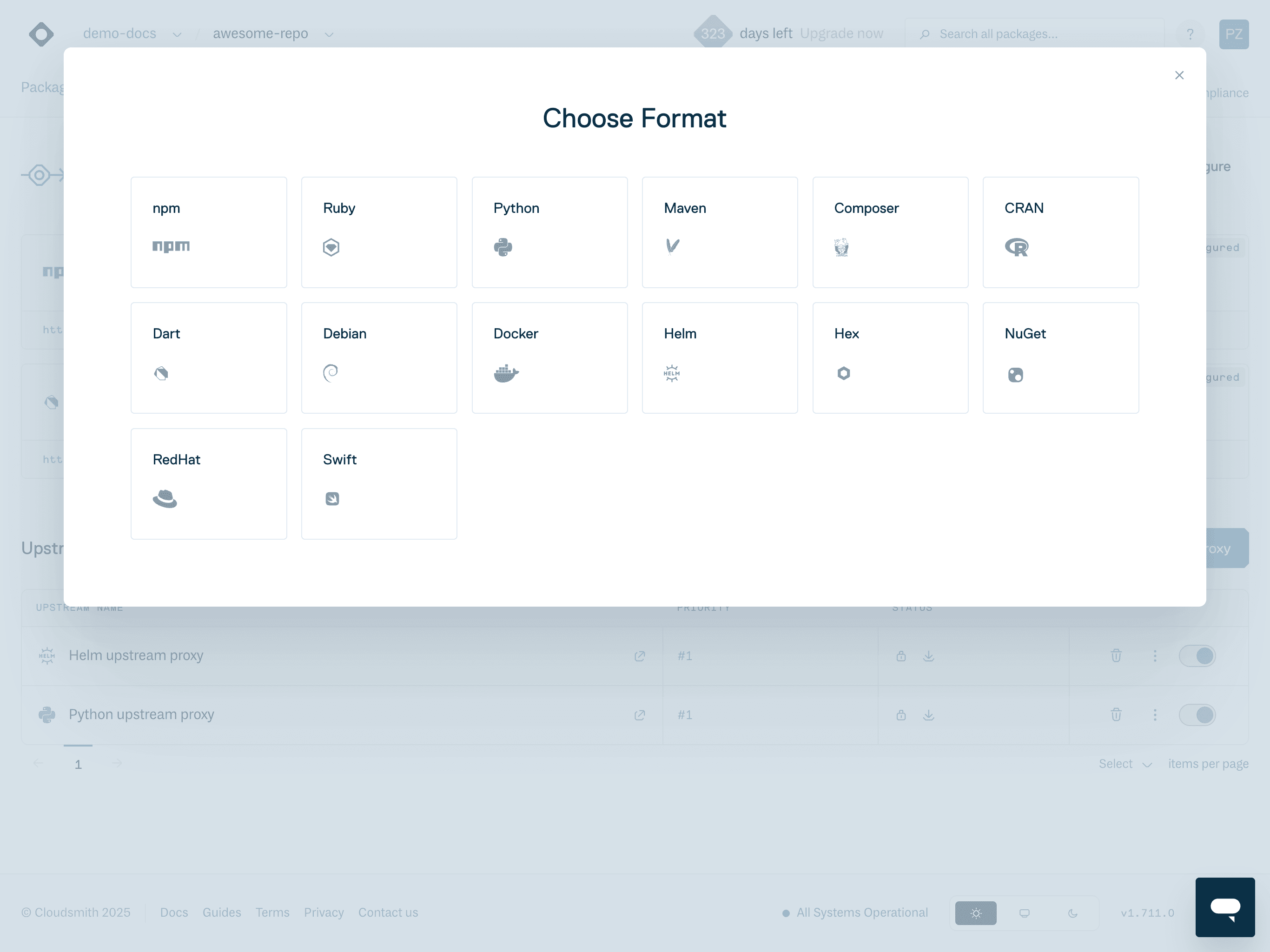 Create Upstream button
